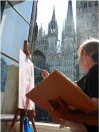 atelier Peignez la cathédrale de Rouen à la façon de Claude Monet. Le samedi 23 novembre 2013 à Rouen. Seine-Maritime. 
